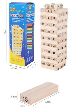 Classic Wooden Stack Game with Numbers and Dice for Party Games