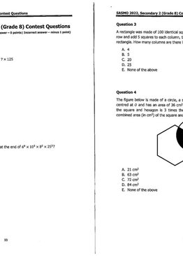 Secondary 2 SASMO-Math Competition 2021 – 2022 Contest Problems