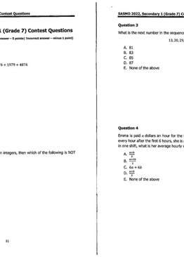 Secondary 1 SASMO-Math Competition 2021 – 2022 Contest Problems