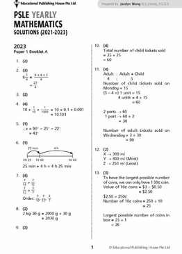 PSLE Foundation Mathematics Exam Q&A 21-23 (Yearly)
