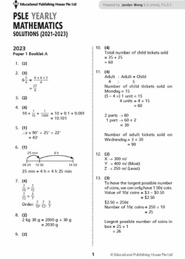PSLE Mathematics Exam Q&A 21-23 (Yearly)