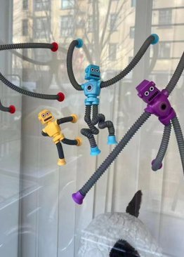 Fun Stretchable Pop Tube Robot Fidget Toy 3 Pieces A Set (Random Colour)
