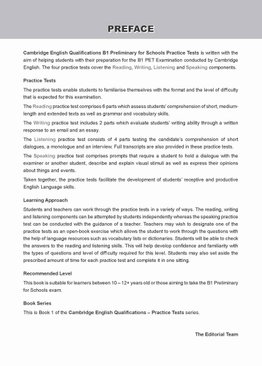 Cambridge English Qualifications – B1 Preliminary for Schools Practice Tests (PET)