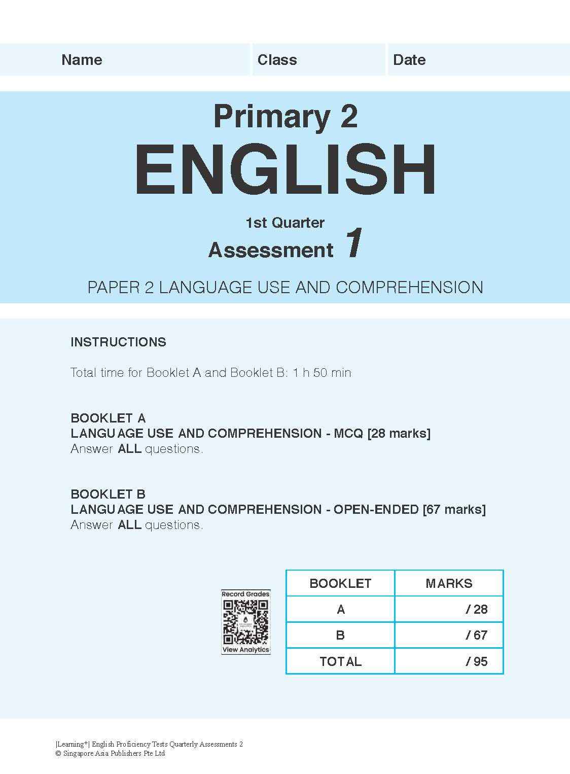 LEARNING+ English Proficiency Tests Quarterly Assessments 2 | OpenSchoolbag