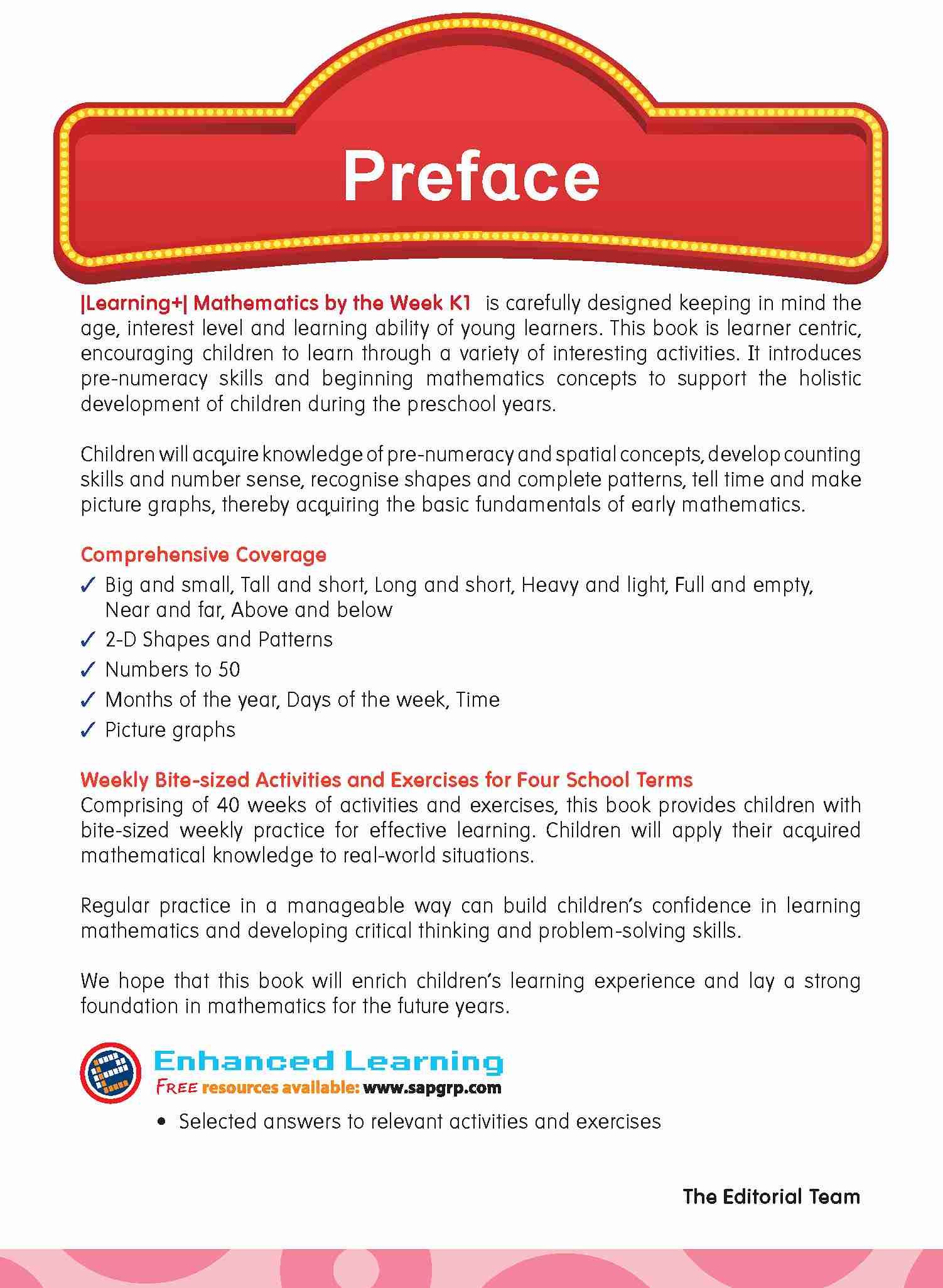 LEARNING+ MATHEMATICS by the WEEK Kindergarten 1 | OpenSchoolbag