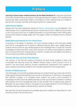 LEARNING+ SCIENCE Open-ended Questions by the WEEK Workbook 4