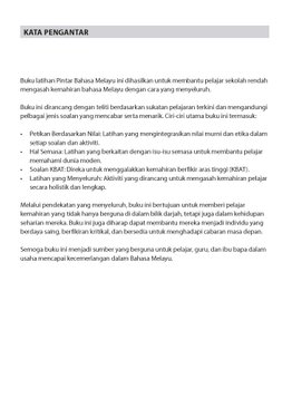 Buku Latihan Pintar Bahasa Melayu Darjah 6 Soalan Holistik, Jawapan Strategik