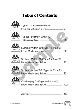 Crystal Math Vol 2 : Subtraction within 100 Using Part-Whole Models for K2 to P 2