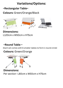 Foldable Conference/Study Table with Wheels