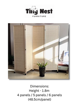 Natural Rattan Room Divider – Japanese Style Folding Privacy Screen