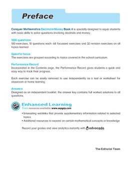 Primary 4 Conquer Mathematics Decimals • Money Workbook 4