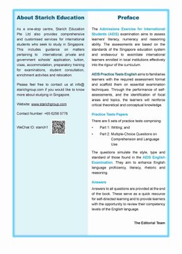 AEIS Practice Tests ENGLISH – Secondary 2 (13 to 15+ Years)