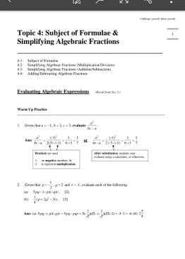 Exam Buddy Elementary Mathematics Sec 2 Topic 4: Subject of Formulae