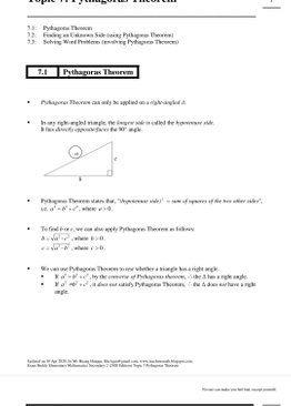 Exam Buddy Elementary Mathematics Sec 2 Topic 7: Pythagoras Theorem (Syllabus 4052)