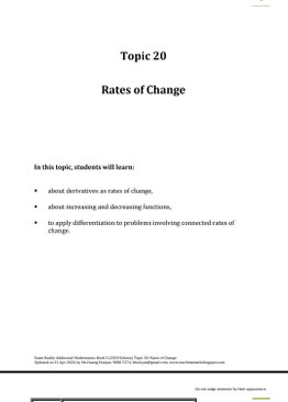 Exam Buddy Additional Mathematics Topic 20: Rates of Change