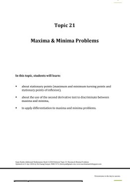 Exam Buddy Additional Mathematics Topic 21: Maxima & Minima