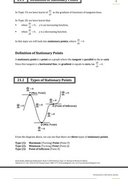Exam Buddy Additional Mathematics Topic 21: Maxima & Minima