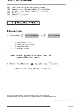 Exam Buddy Elementary Mathematics Sec 2 Topic 11: Statistics