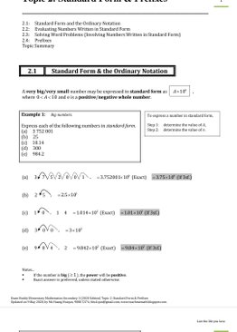 Exam Buddy Elementary Mathematics Sec 3 (2020 Edition) Topic 2: Standard Form & Prefixes