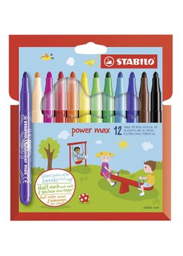 STABILO Felt Tip Pen Power Max Wallet of 12 Assorted Colours