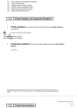 Exam Buddy Elementary Mathematics 4048 Sec 1 Topic 1: Factors & Multiples