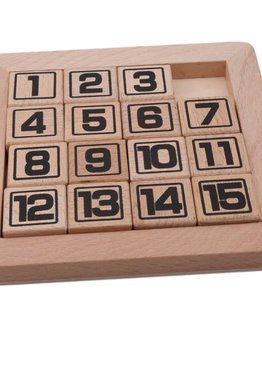 Numbers 1-15 Sliding Wooden Tiles Puzzle - Math Brain Teaser Toy