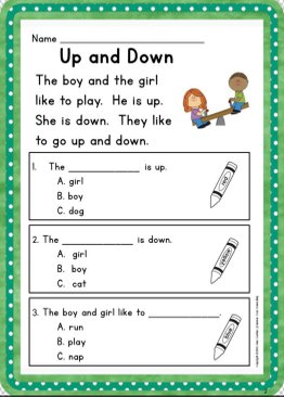 Kindergarten English Reading Comprehension Level C Workbook