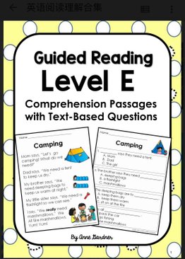 Kindergarten English Reading Comprehension Level E Workbook