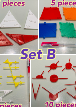 P3-6. Creative Learning Kit (SET B): 3D Printed Angles Bars for Easier Problem Sums Solving (35 Pieces)