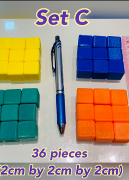 P1-6. Creative Learning Kit (SET C): 3D Printed Cubes for Easier Problem Sums Solving (36 Pieces)