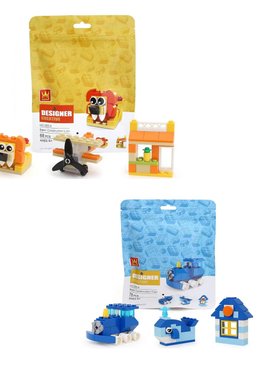 Intellectual Toy Bricks for Creative Play 2 in 1 Set ( Blue & Yellow )