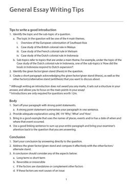O-Level History (Pure) Essay Guide for Units 1 & 4